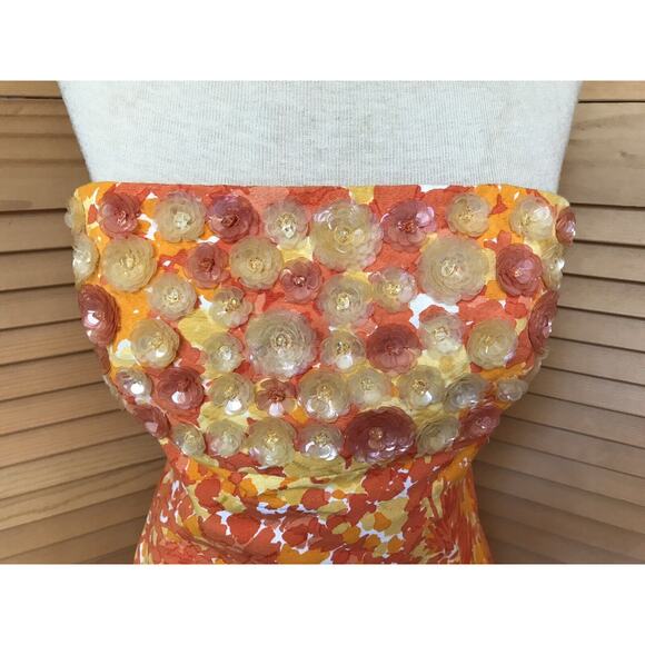 Michael Kors Collection Dress 6 Y2k Floral Sequin Strapless Mini Cocktail Dress - Picture 8 of 8